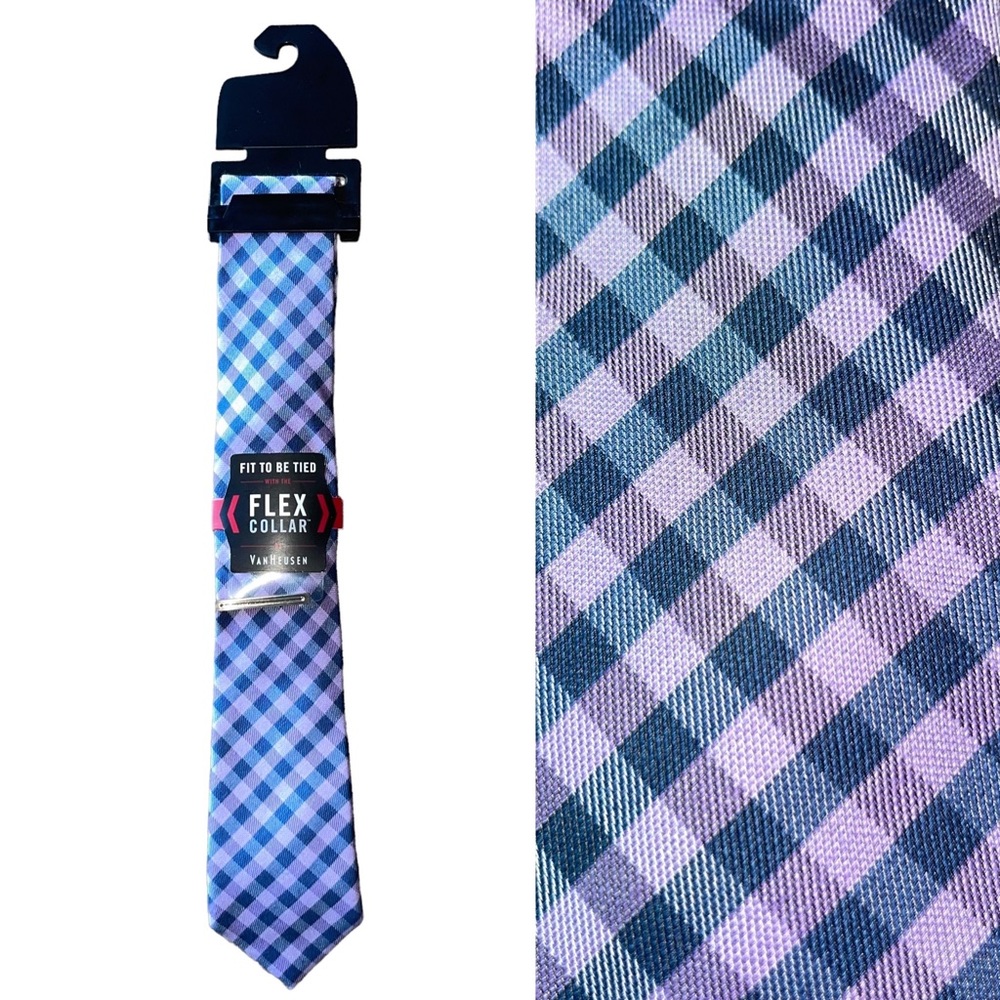 VanHeusen Purple Plaid Flex Collar - Picture 1 of 7